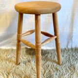 Lot of 5 solid wooden stools - 60s/70s