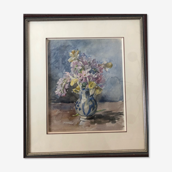 Aquarelle bouquet , anonyme  XXeme