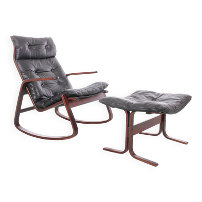 Rocking-chair scandinave Siesta de Ingmar Relling et son ottoman