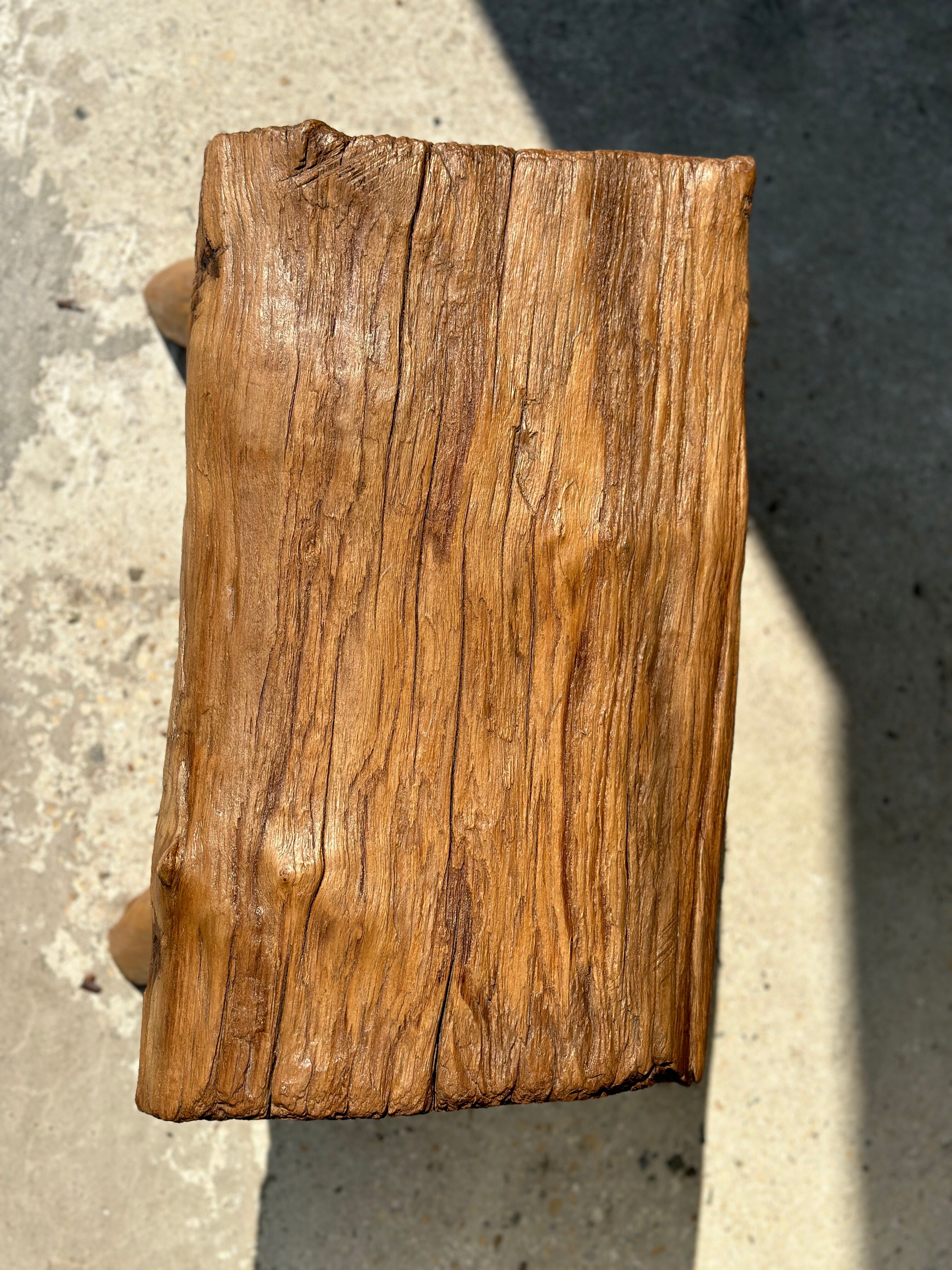 Small side table or stool in blond teak H:30 L43 l27