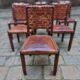 6 chairs brutalist 50s leather and wood