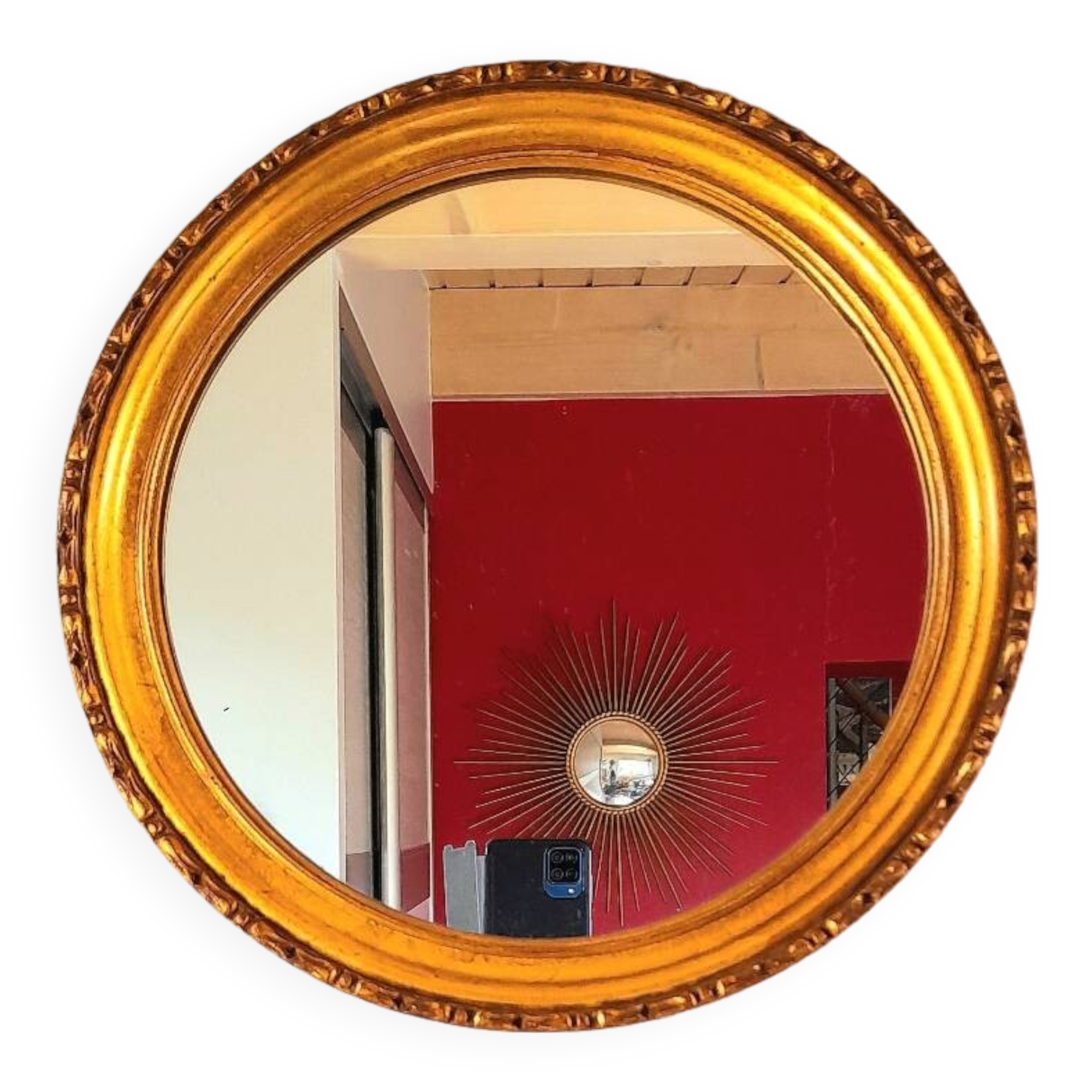 Round golden mirror, 1970.