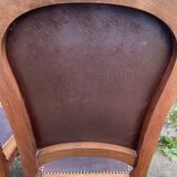 6 Louis XVI style chairs in solid beech and Cordoba leather, 1900
