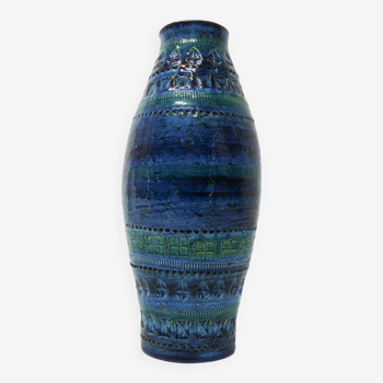 Vase en céramique bleue Rimini Bitossi 1960