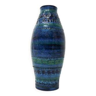 Vase en céramique bleue Rimini Bitossi 1960