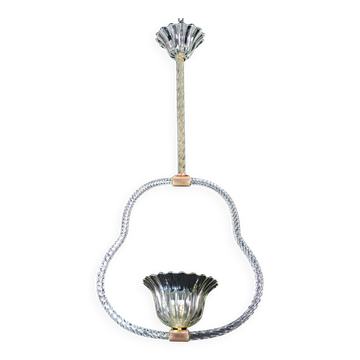 Elegant Art Deco Barovier & Toso pendant light chandelier Murano glass, 1950s
