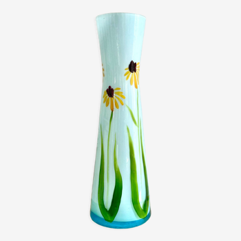 Vase opalin soliflore décor fleurs