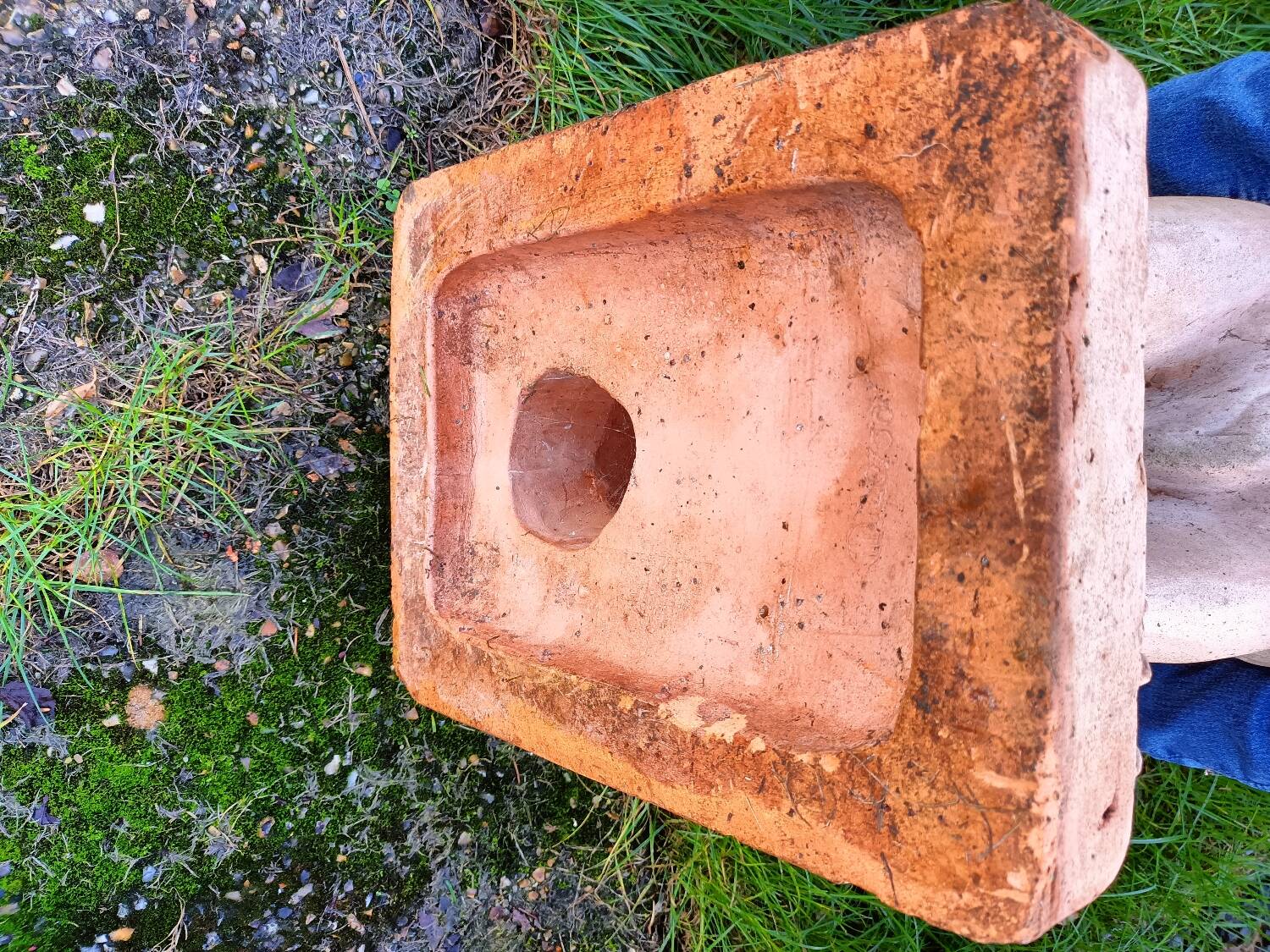 Pair of old terracotta garden lions