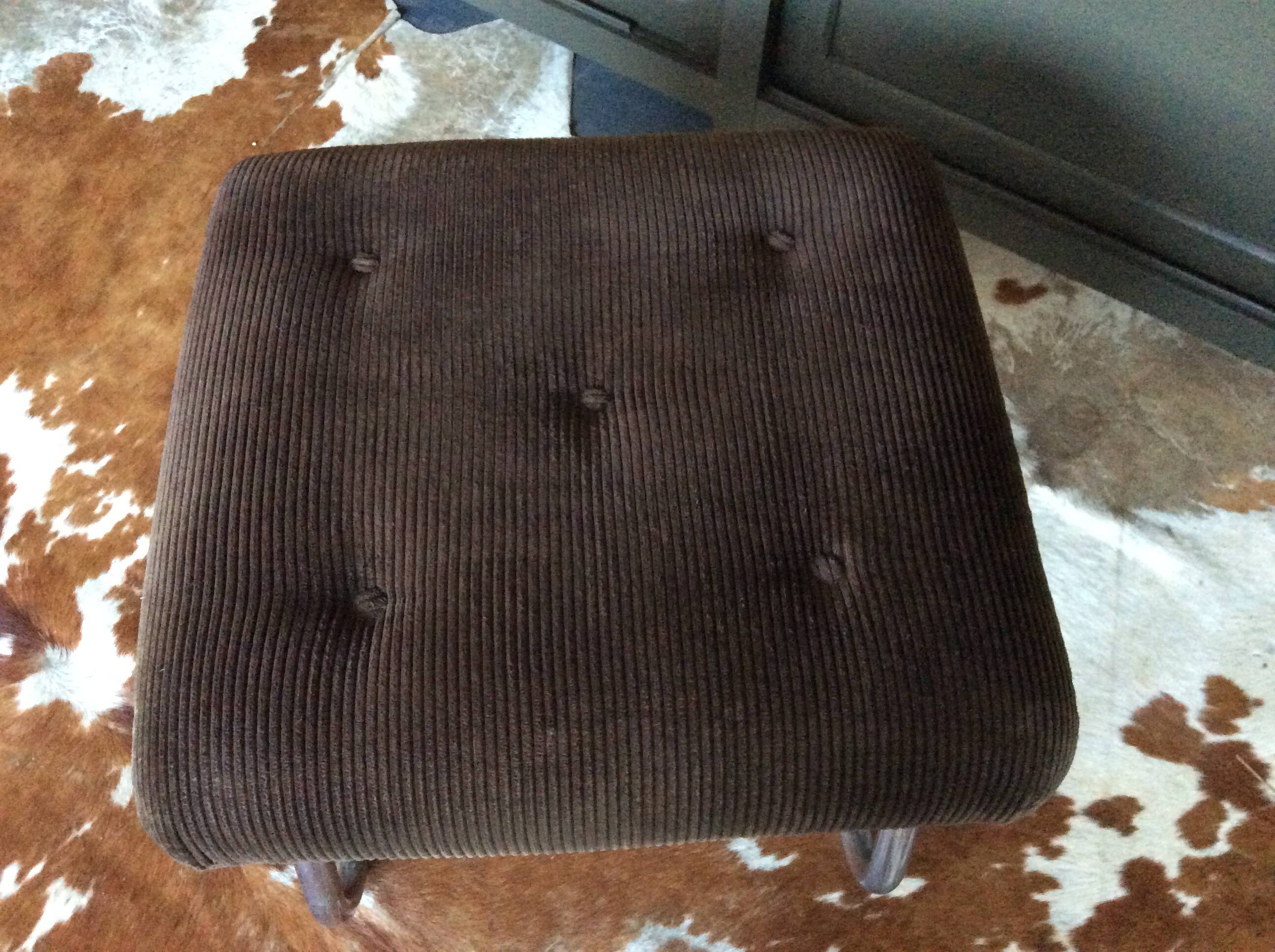 Velvet pouf adjustable footrest
