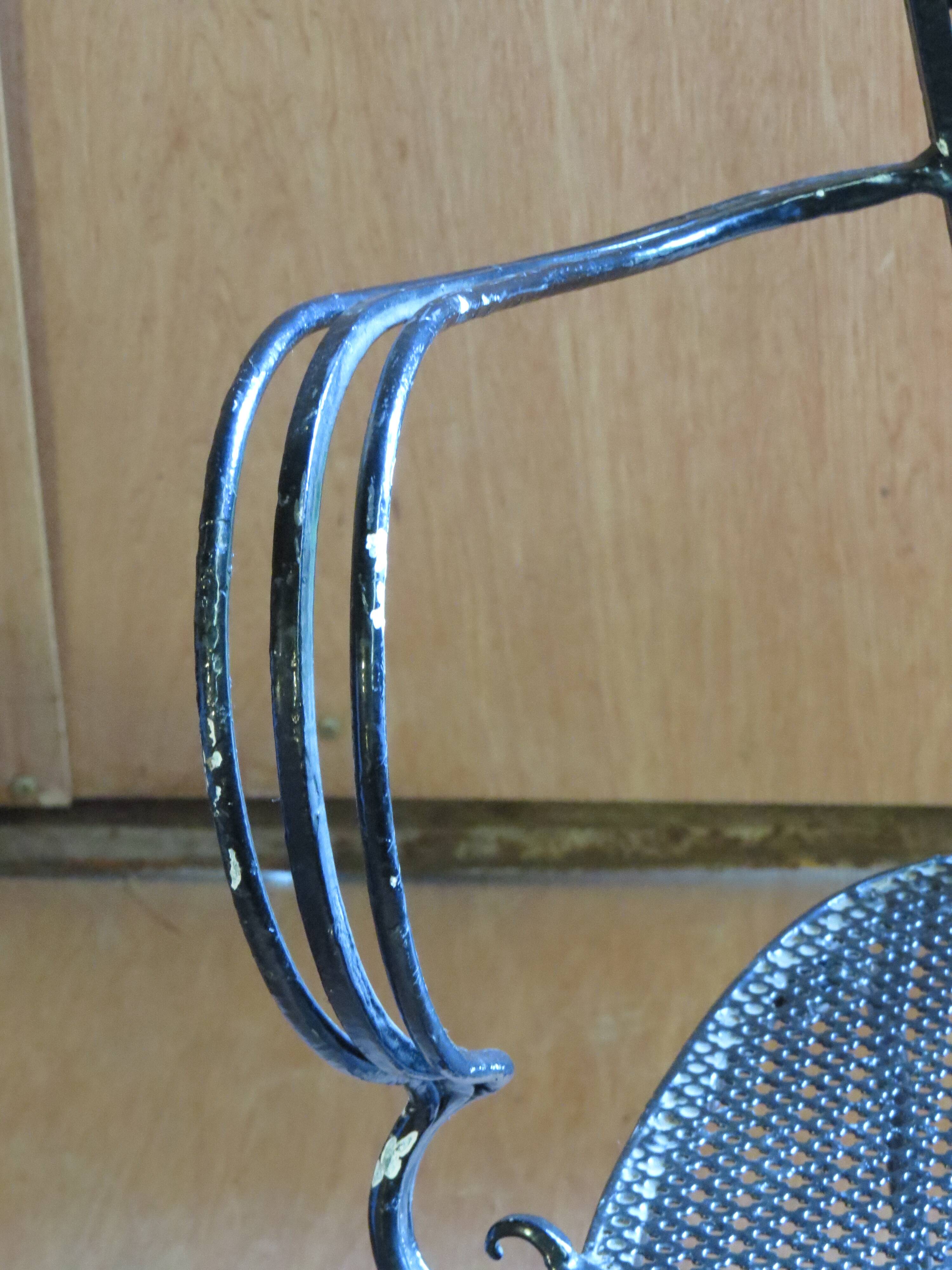 Black lacquered 1900 style wrought iron armchair