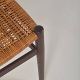 Chaise en teck et rotin, années 60