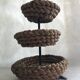 Fruit tray display in braided rope on 3 levels