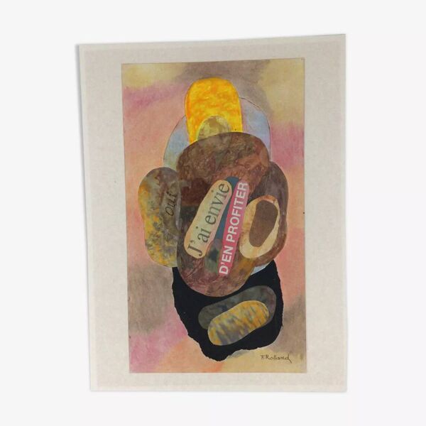 Collage sur carton par fernand rolland (1920-2004)