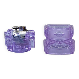 1970s Stunning Purple Smoking Set By Antonio Imperatore in Murano Glass. Ma