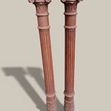 Pair of Corinthian columns H83cm in carved wood from the 19th century.