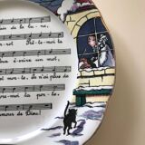 Vintage Au Clair de la Lune Plate from the 1930s Sarreguemines fayenceries