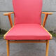 Red, vintage, Scandinavian, 50s wood and skai chair