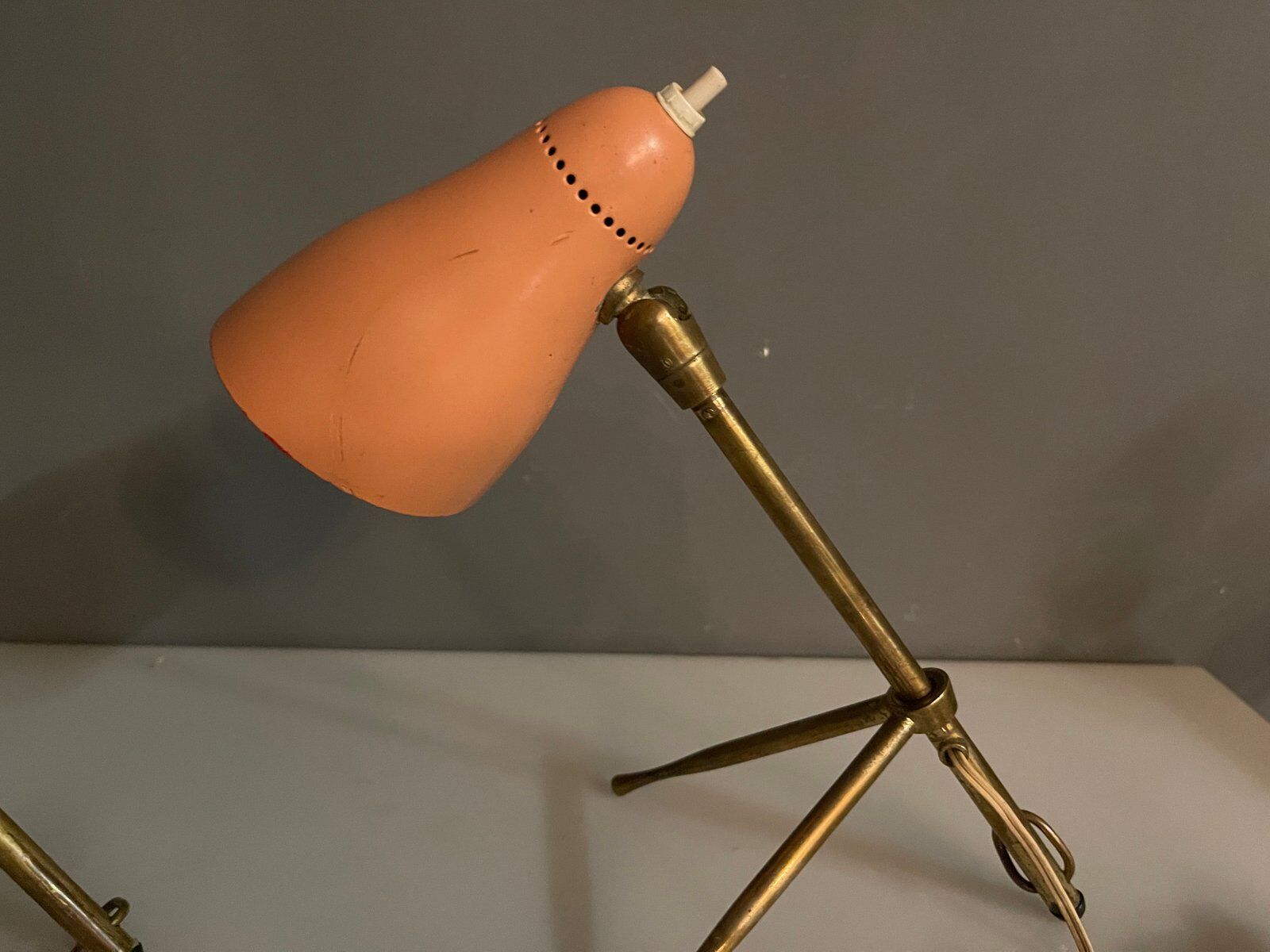 Pink Bronze Table Lamps by Giuseppe Ostuni for Oluce, 1950s, Set of 2