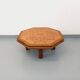 Octagonal coffee table Barrois with vintage herbarium patterns in oak and ceramic.