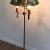 Brass floor lamp with a brass shade. Attributed to Maison Charles