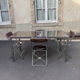 Rectangular table with chrome mirror glass 1970s vintage