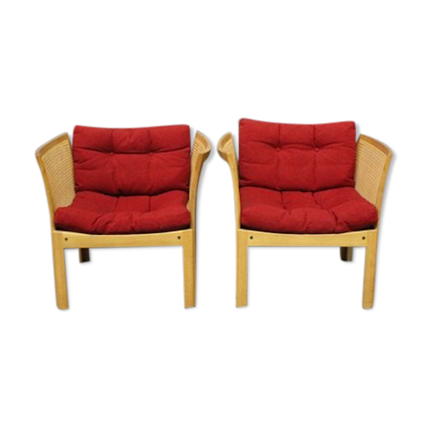 Pair of oak armchairs designed by  Illum Wikkelso and manufactured at Silkeborg Furniture Factory 1960