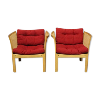 Pair of oak armchairs designed by  Illum Wikkelso and manufactured at Silkeborg Furniture Factory 1960