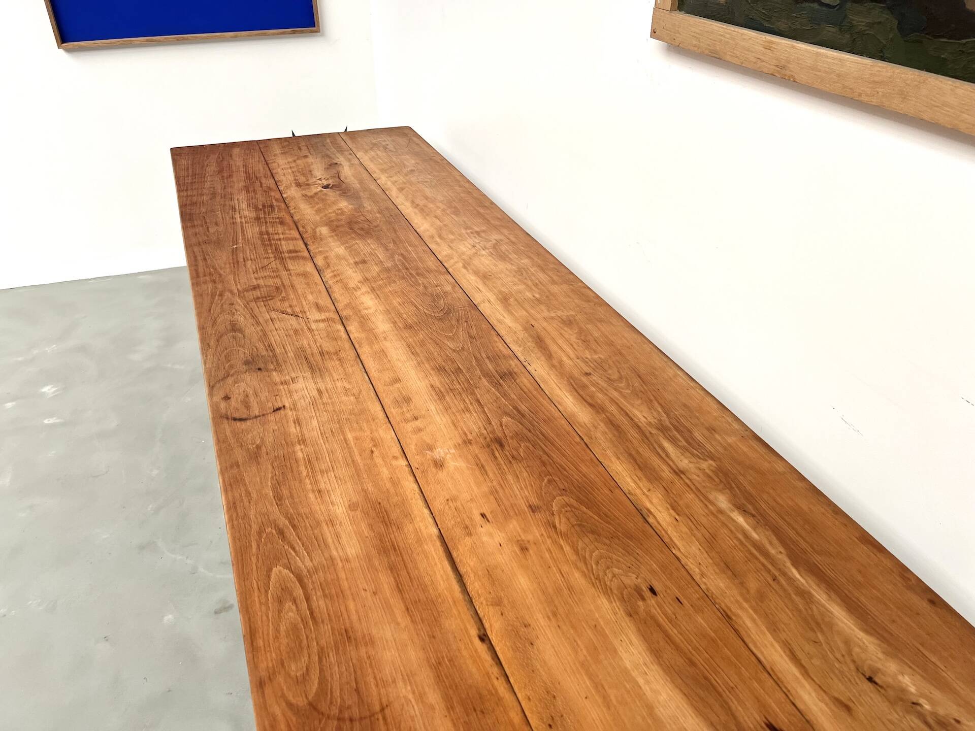 Large brutalist beech farmhouse table