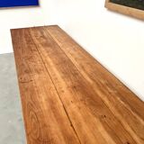 Grande table de ferme brutaliste en hêtre