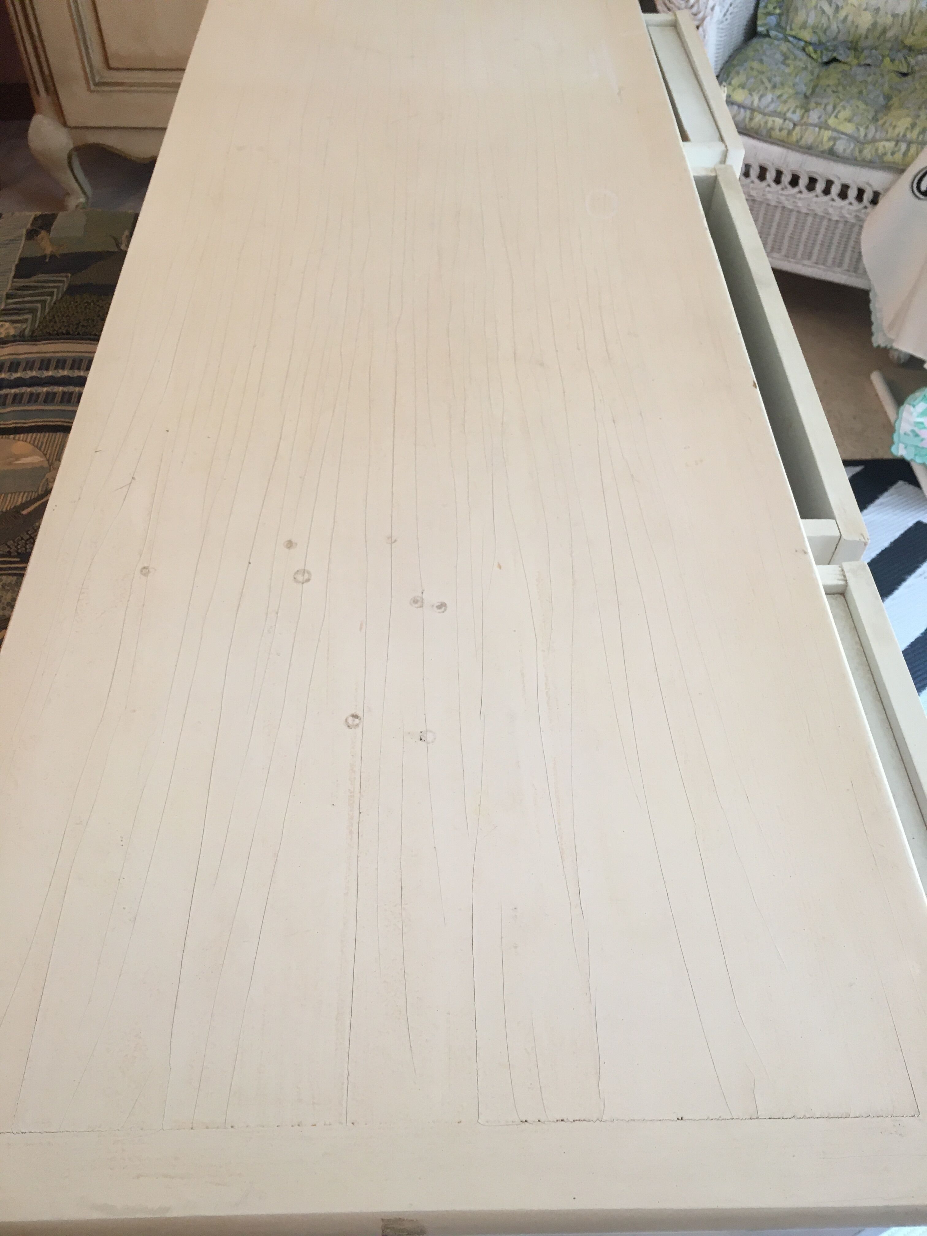 White patinated pine grain cabinet