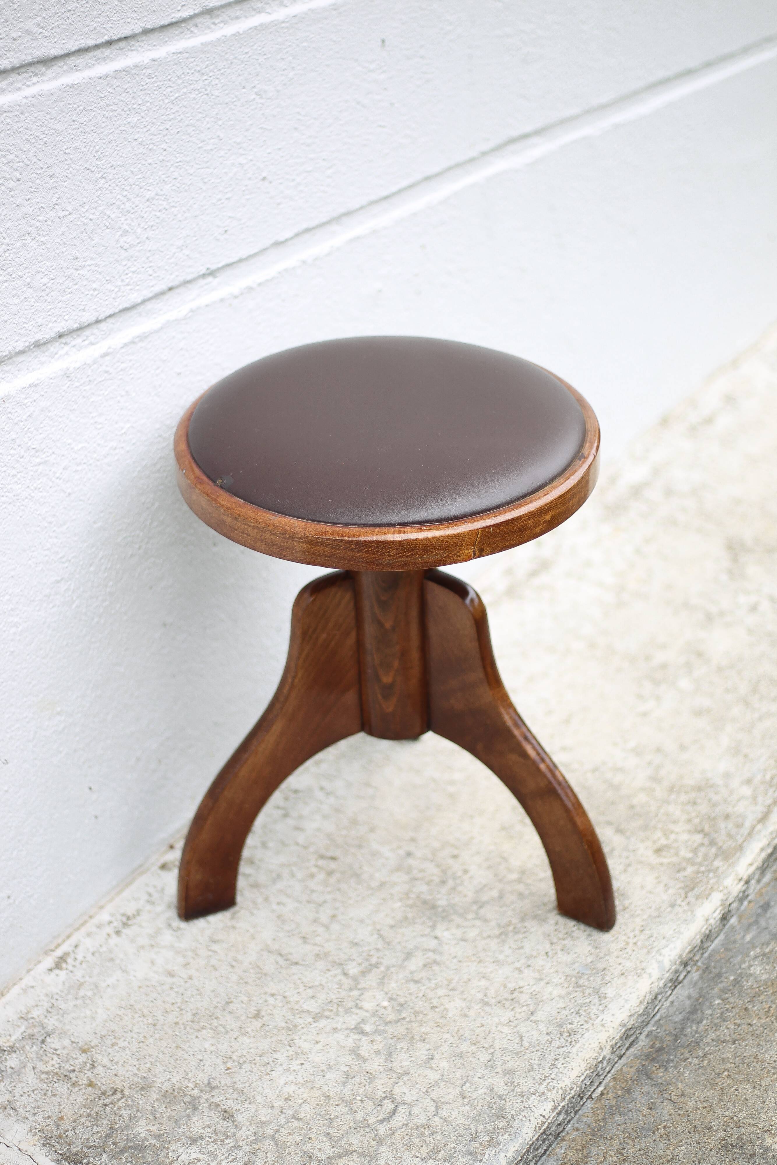 Vintage stool, Reiner piano stool, height adjustable stool, tripod stool, decoration