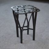 Tabouret fer forgé et métal tressé France 1950's