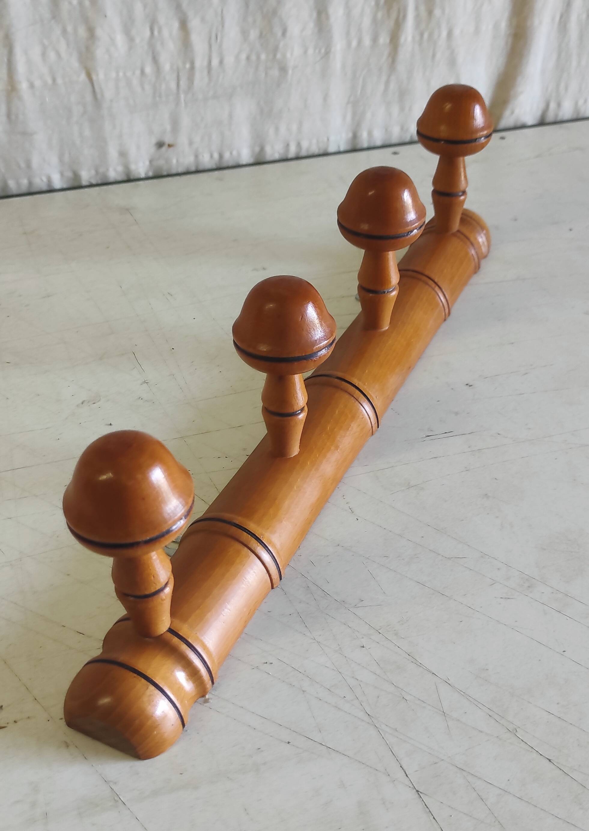Solid wood coat rack turned in a bamboo style - mid 20th century.
