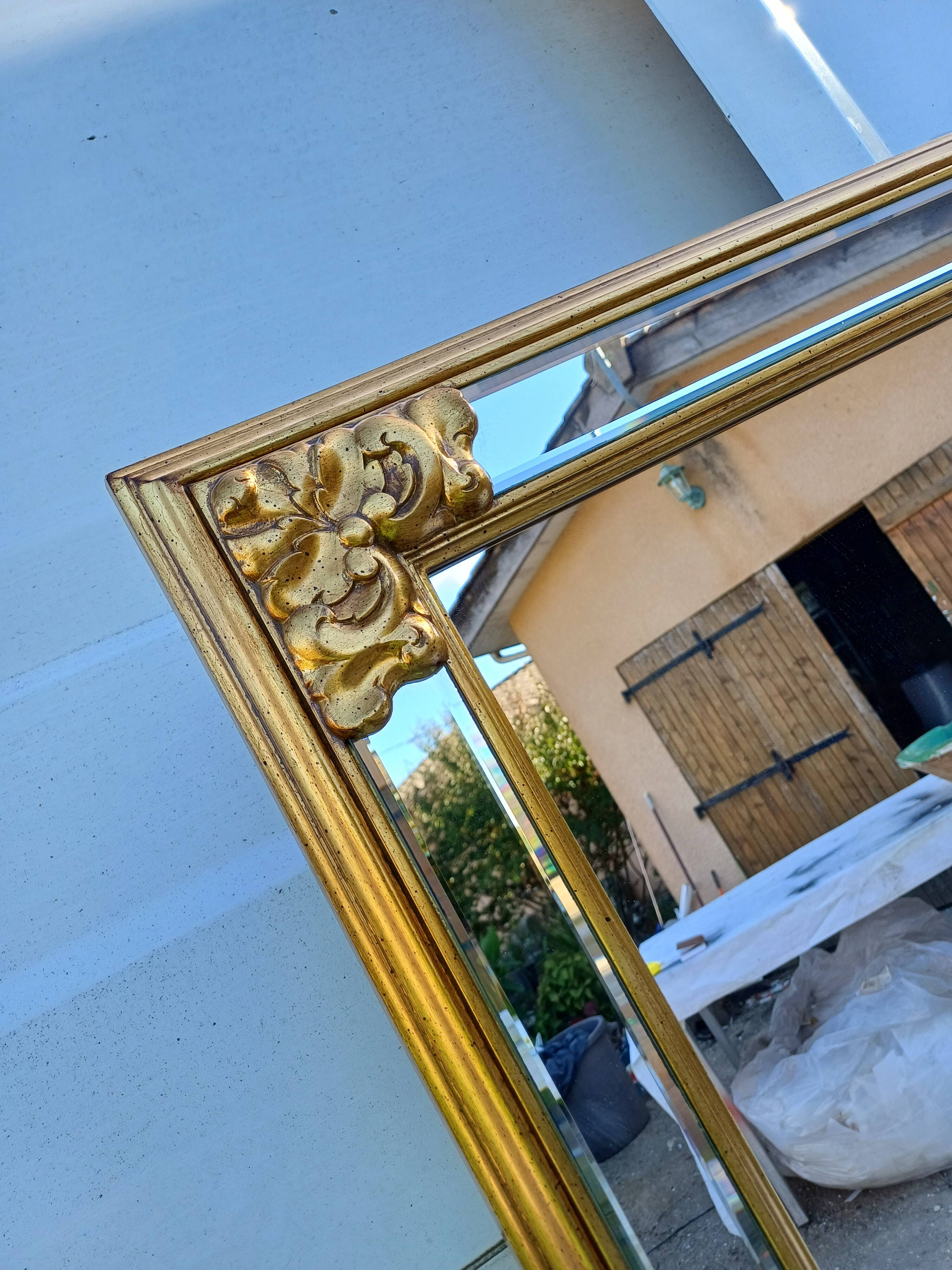 Pareclose and Beveled Wood and Golden Stuk Mirror
