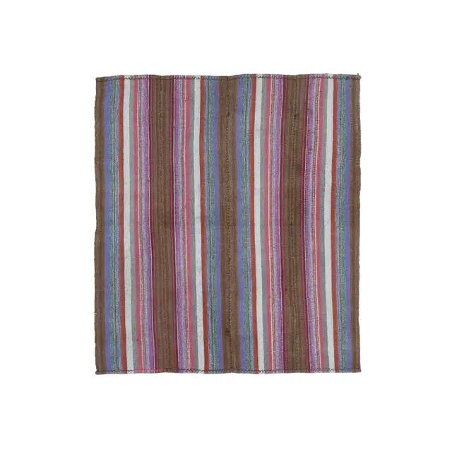 Vintage Turkish Hand-Knotted Wool Cotton Purple Kilim Area Rug 140x160