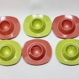 6 vintage plastic egg cups 1960s Schumm Plastic Style new in box