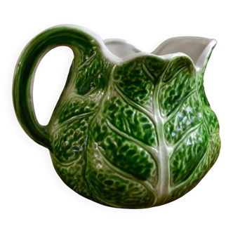 Vintage cabbage leaf slipware jug