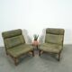 Fauteuil en cuir vert et bois de chêne