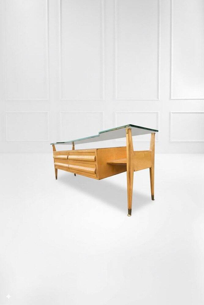 Commode en bois italienne des années 1950, style mid-century.