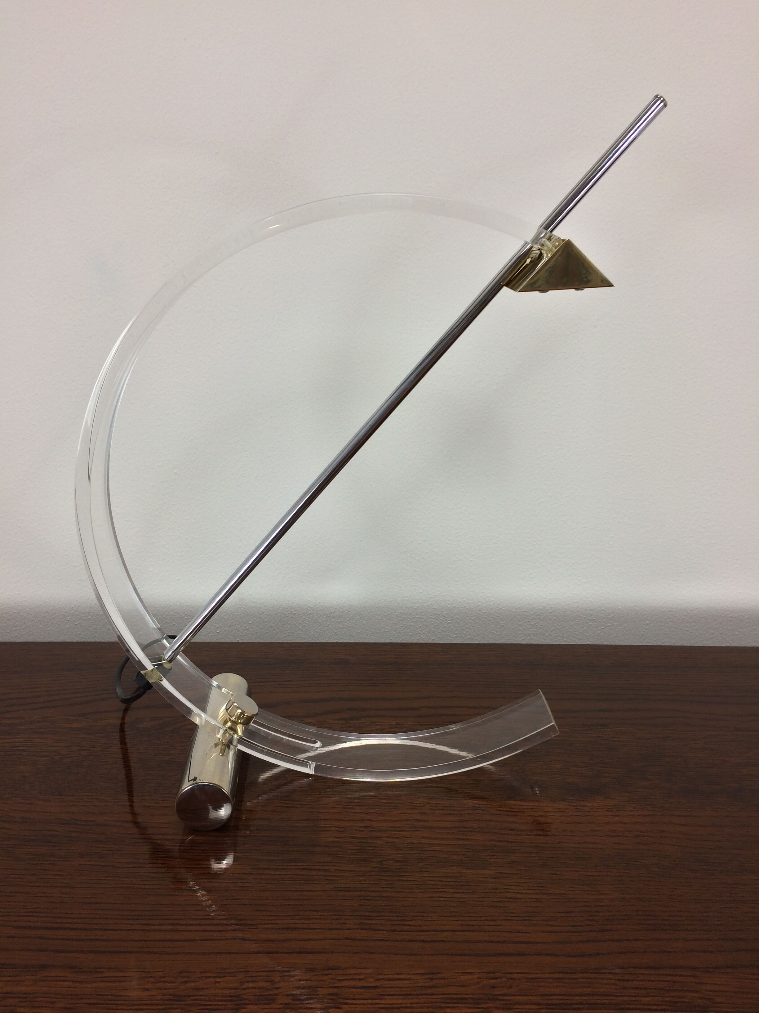 Plexiglas and brass table lamp, Italy 1980