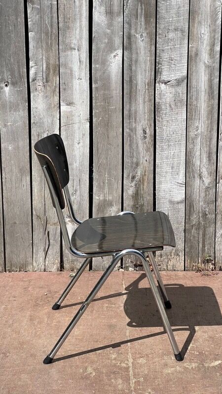 Black'n Chrome Galvanitas chairs – Black Pagholz – Chromed frame – Vintage design (50 in stock)