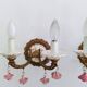 Pair of brass and porcelain wall lights