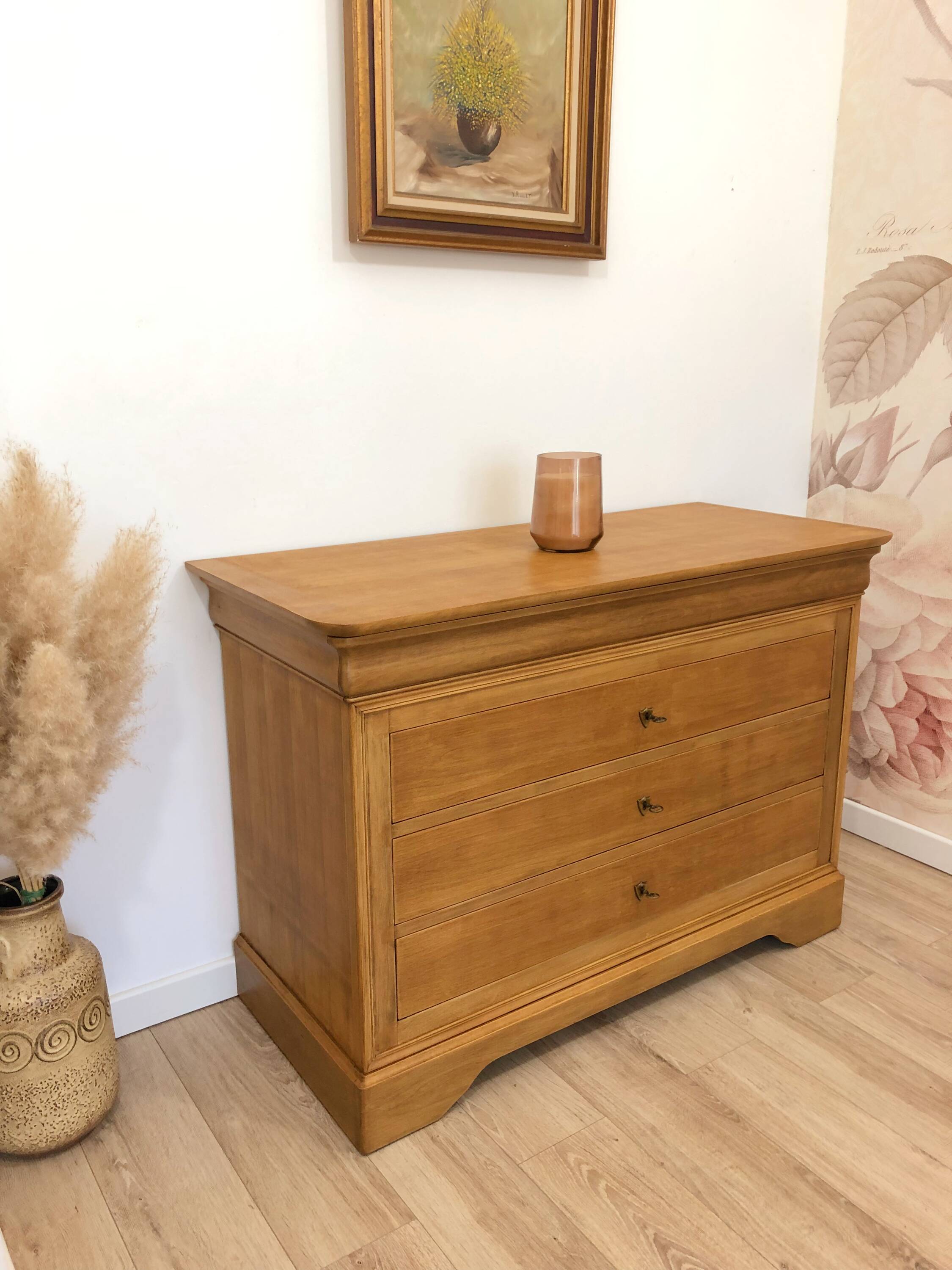 Louis Philippe style chest of drawers in solid cherry wood