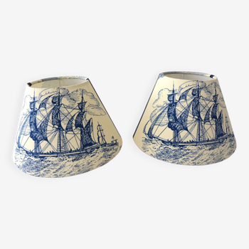 Set of 2 lampshades, toile jouy deco Marine