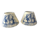 Lot de 2 abat-jour, toile jouy deco Marine