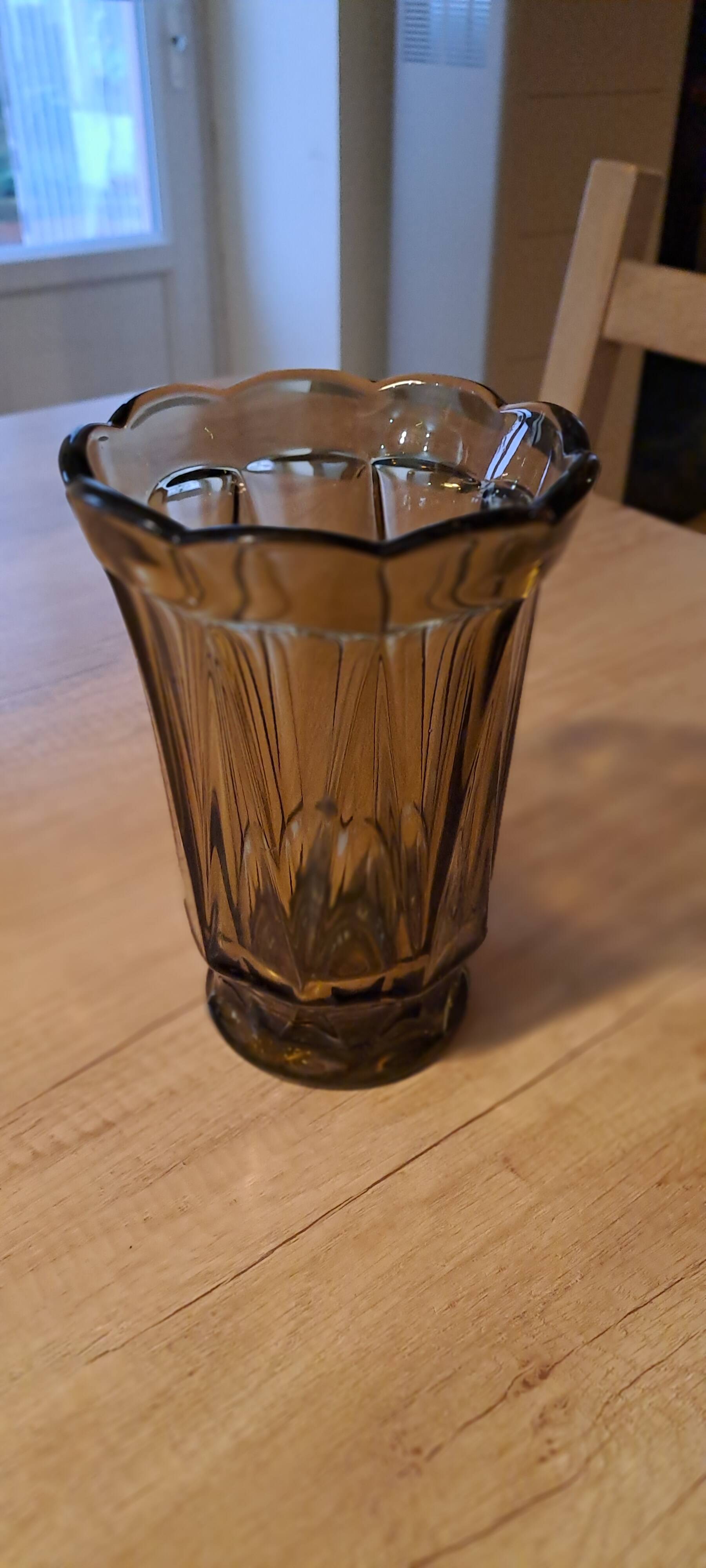 Smoked glass vase from the 70s