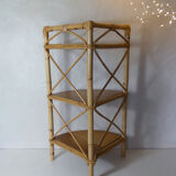 Vintage rattan corner shelf