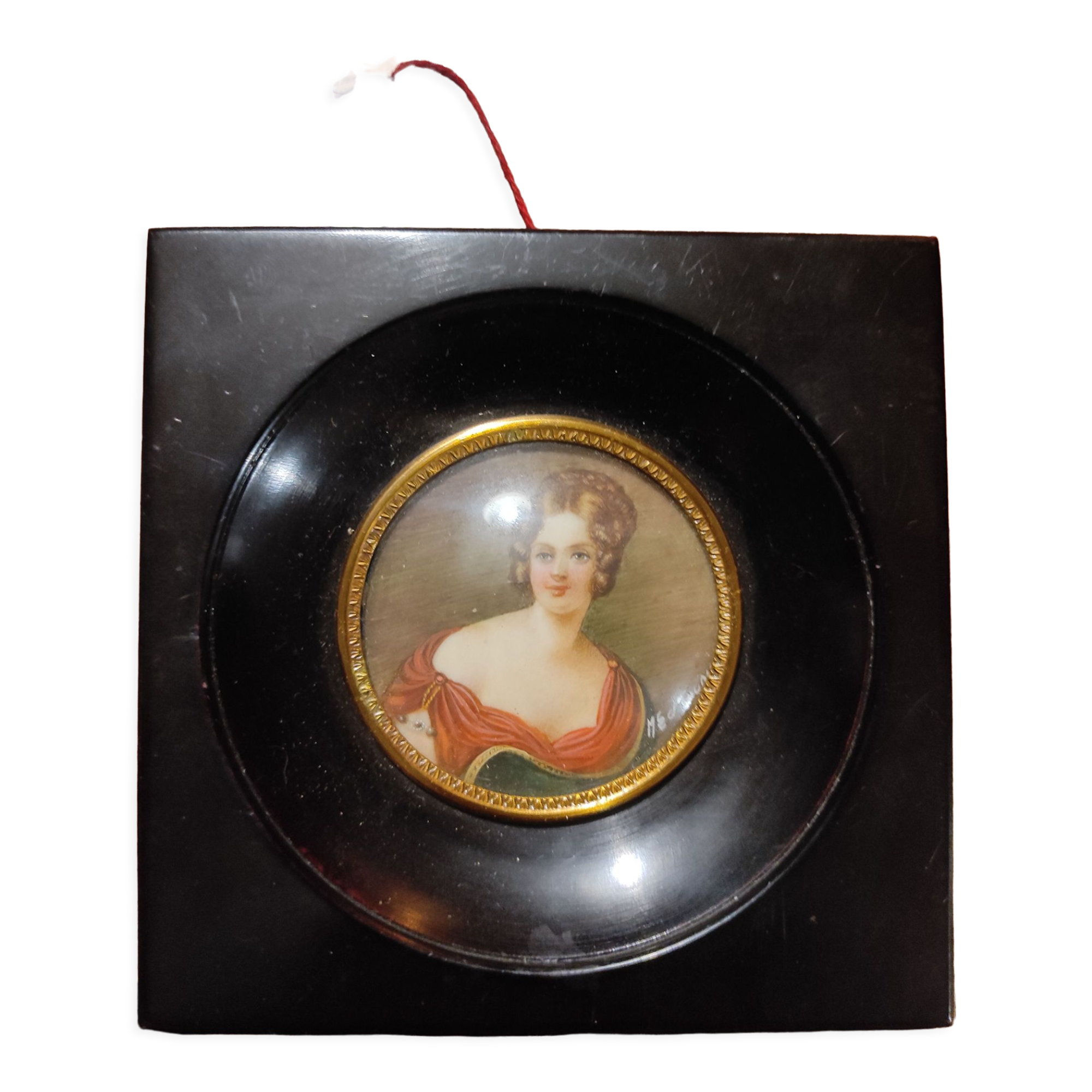 Miniature portrait on hand-painted ivory