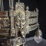 Antique high chandelier lamp gold-colored (brass) - circa 1890