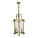 Old Louis XVI style vestibule lantern pendant light in brass and glass with 3 lights